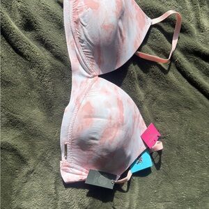 Pink and White Patterned Bra